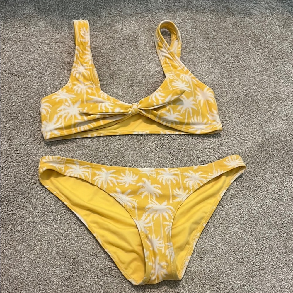 Yellow Palm Print Bikini Set